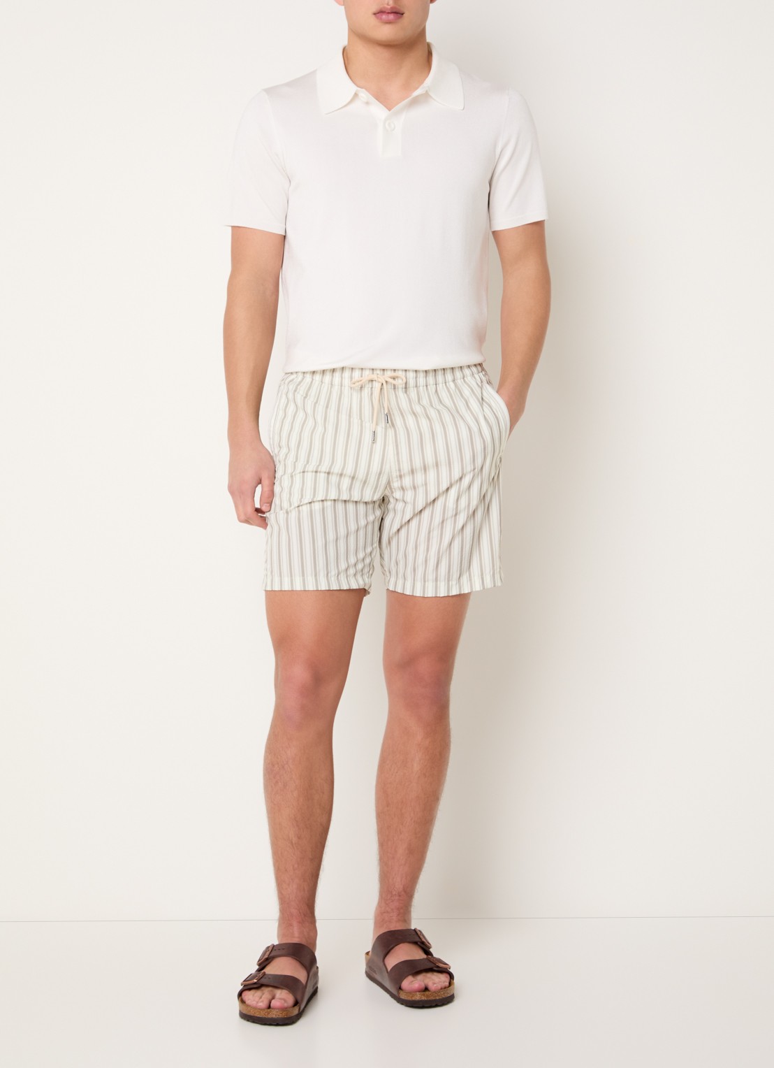 Jacob Cohën Zwemshorts met streepprint - voorkant 2 beige