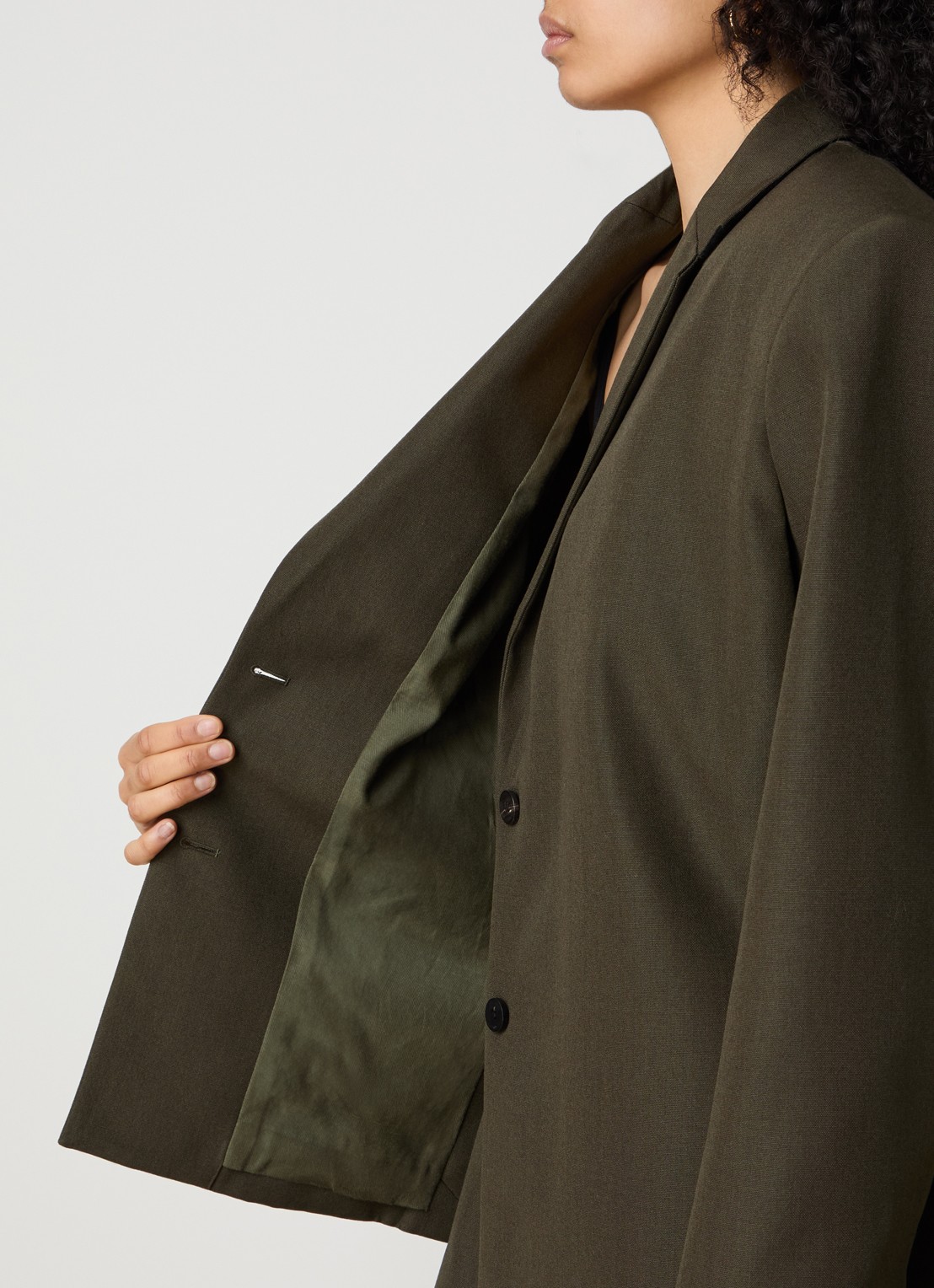 Jacquemus Blazer van wol met schoudervulling - detail 4 khaki