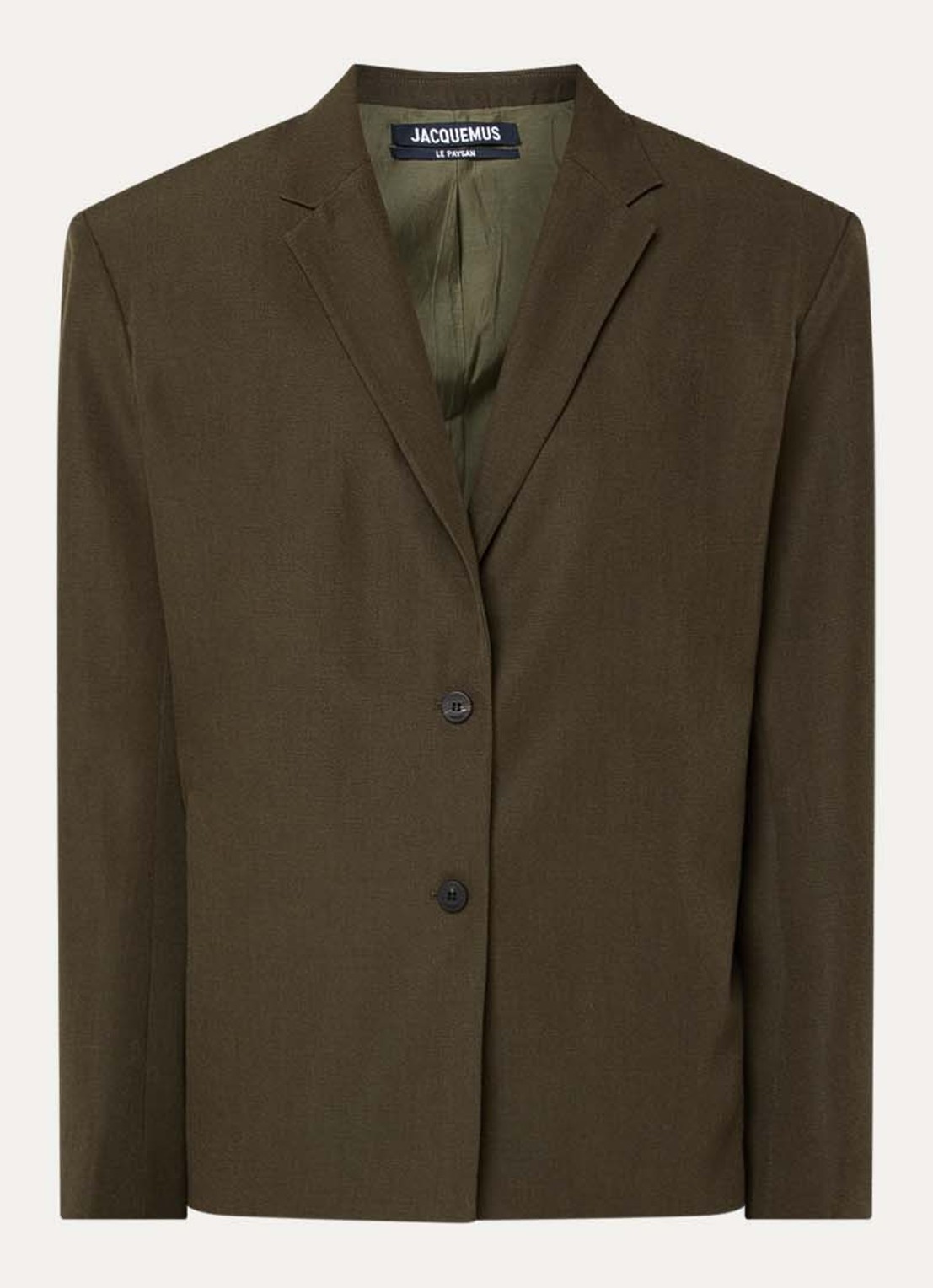 Jacquemus Blazer van wol met schoudervulling - voorkant khaki