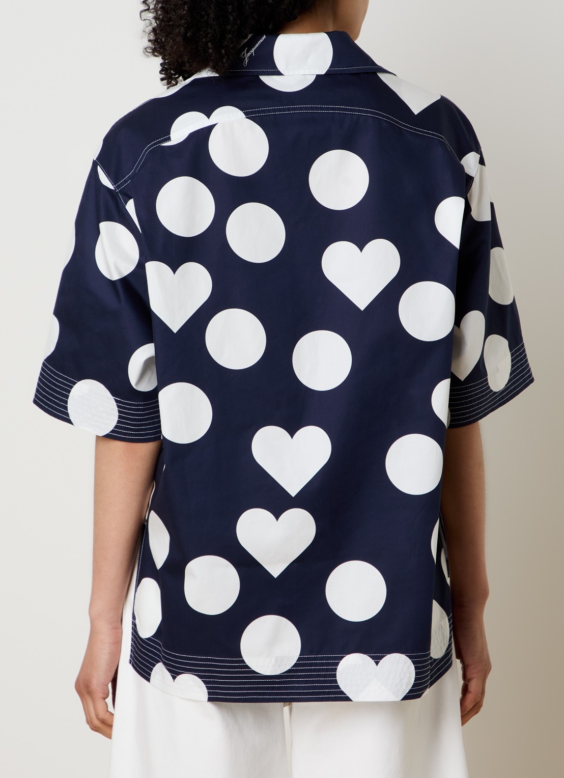 Jacquemus Blouse met stippenprint en logo - achterkant 3 donkerblauw