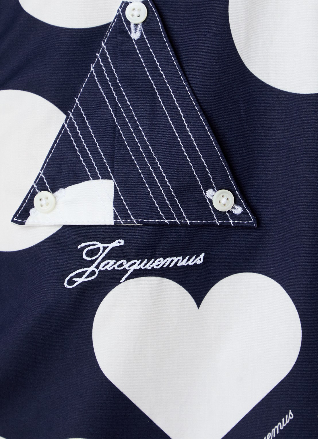 Jacquemus Blouse met stippenprint en logo - detail 5 donkerblauw