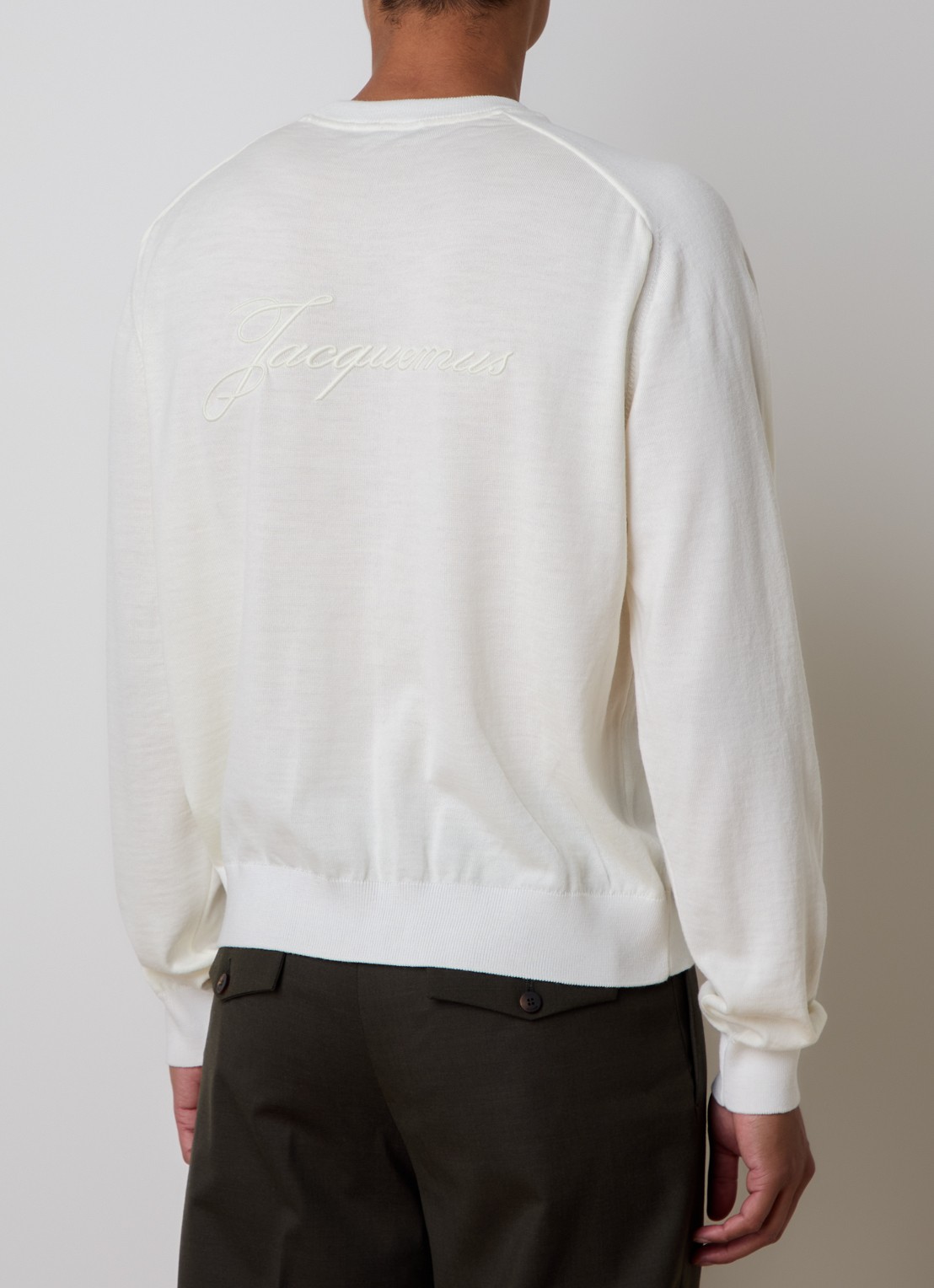 Jacquemus Brode fijngebreide trui van merino wol - detail gebroken wit