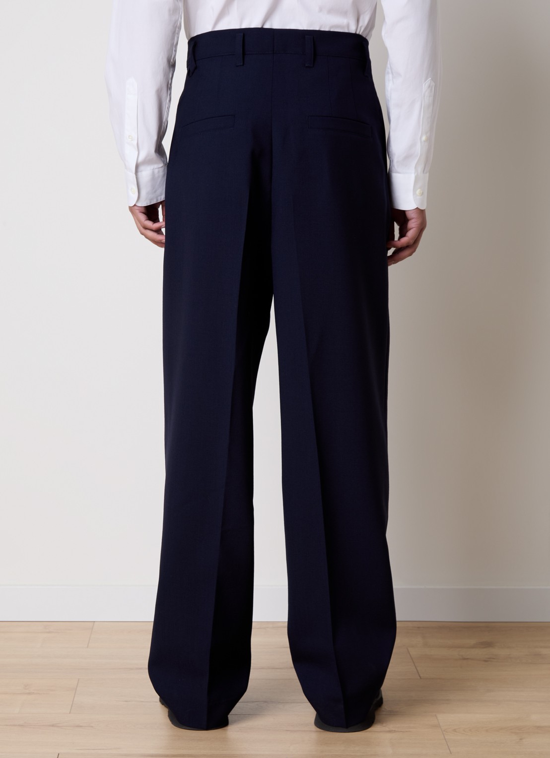Jacquemus Canevas loose fit pantalon van wol met ceintuur - achterkant 6 donkerblauw
