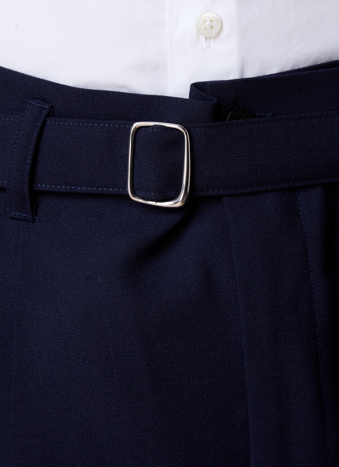 Jacquemus Canevas loose fit pantalon van wol met ceintuur - detail 3 donkerblauw