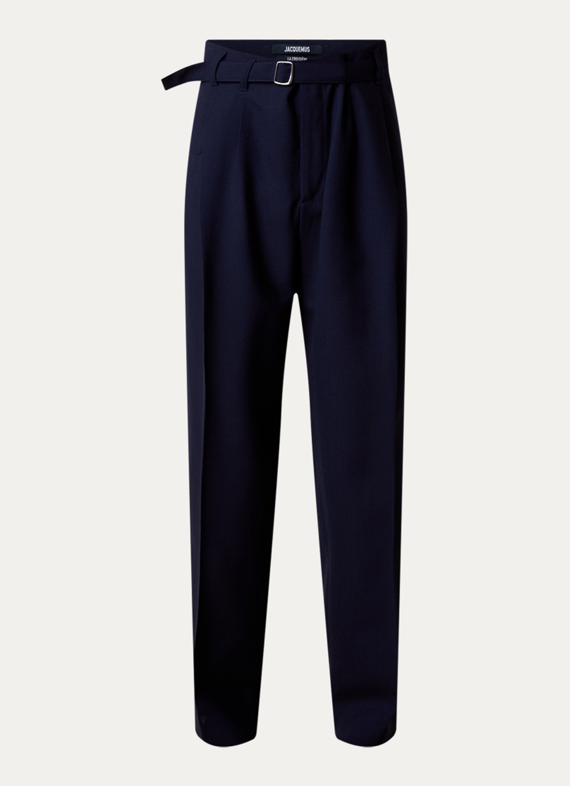 Jacquemus Canevas loose fit pantalon van wol met ceintuur - voorkant 4 donkerblauw