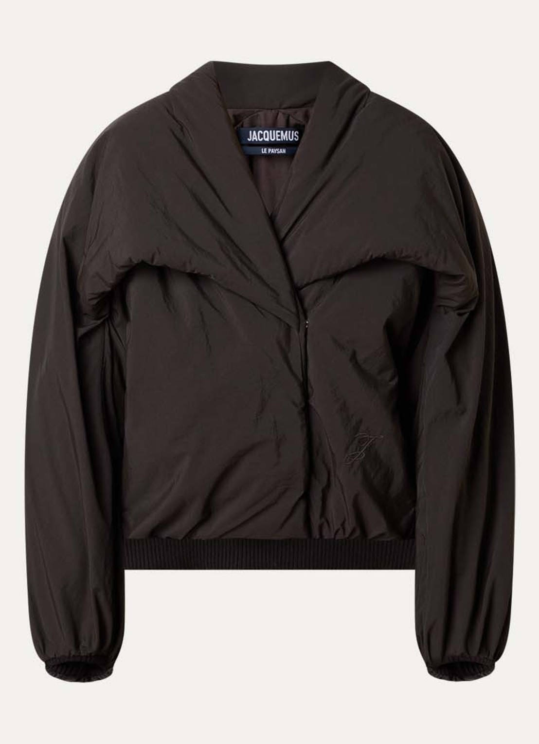 Jacquemus Châle gewatteerd bomberjack met logo - voorkant 2 donkerbruin