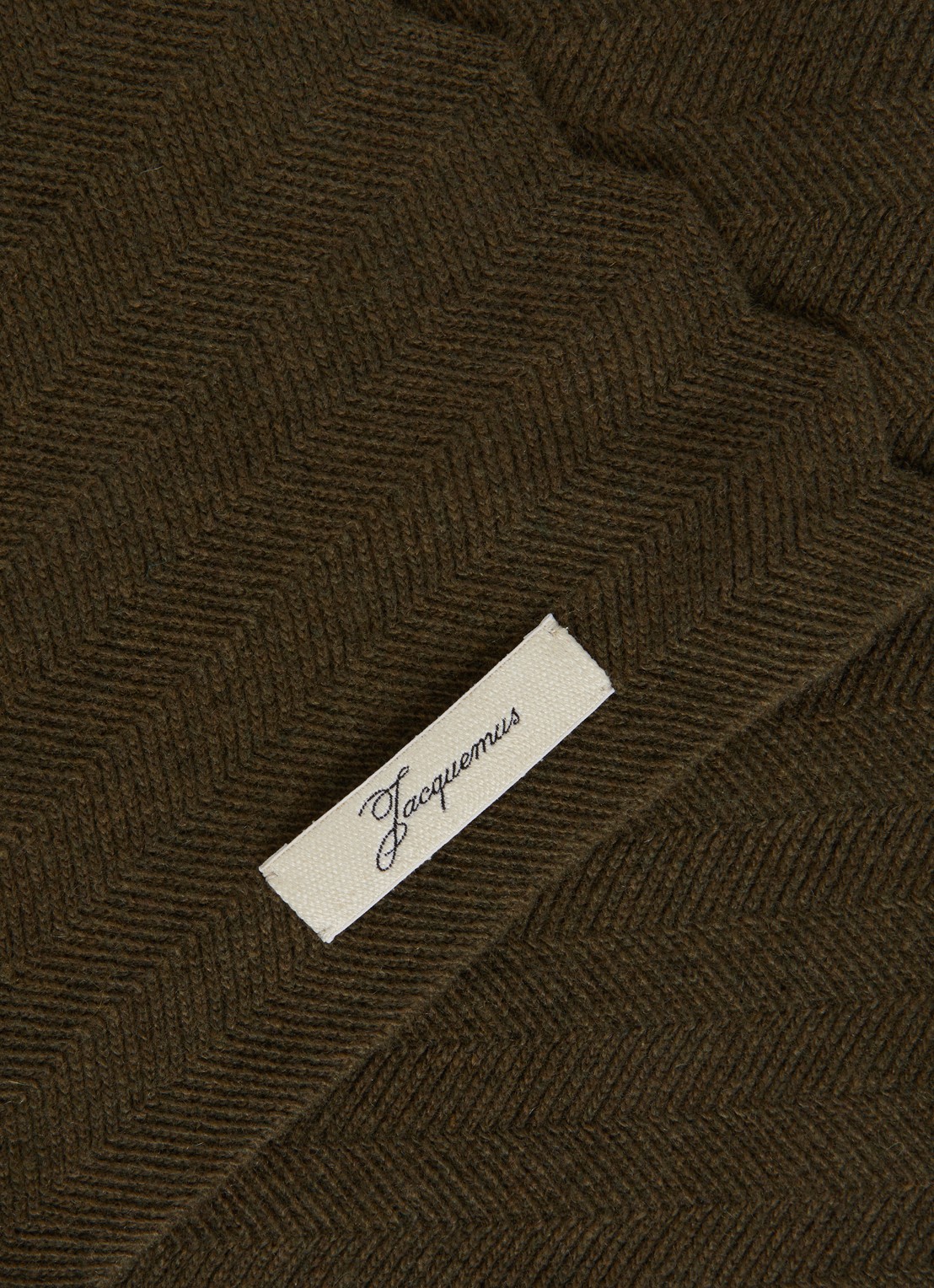 Jacquemus Chevron ribgebreide sjaal in kasjmierblend 160 x 50 cm - detail legergroen