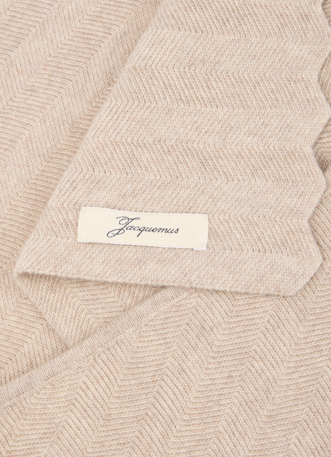 Jacquemus Chevron ribgebreide sjaal in kasjmierblend 160 x 50 cm - detail beige