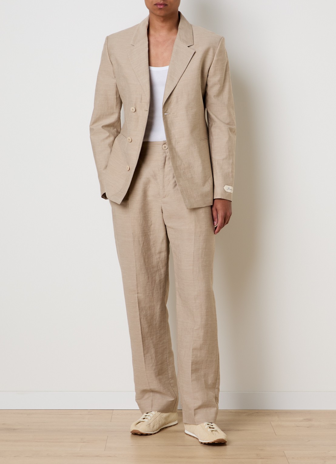 Jacquemus Croisiere straight fit pantalon met steekzakken - voorkant 6 beige