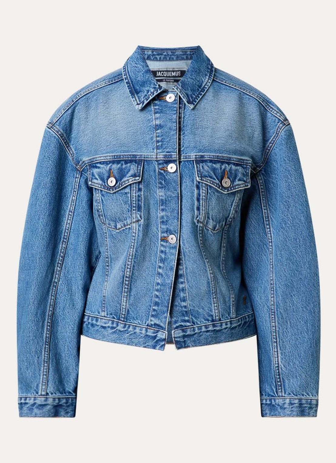 Jacquemus De-Nîmes spijkerjas met klepzakken - voorkant 4 blauw