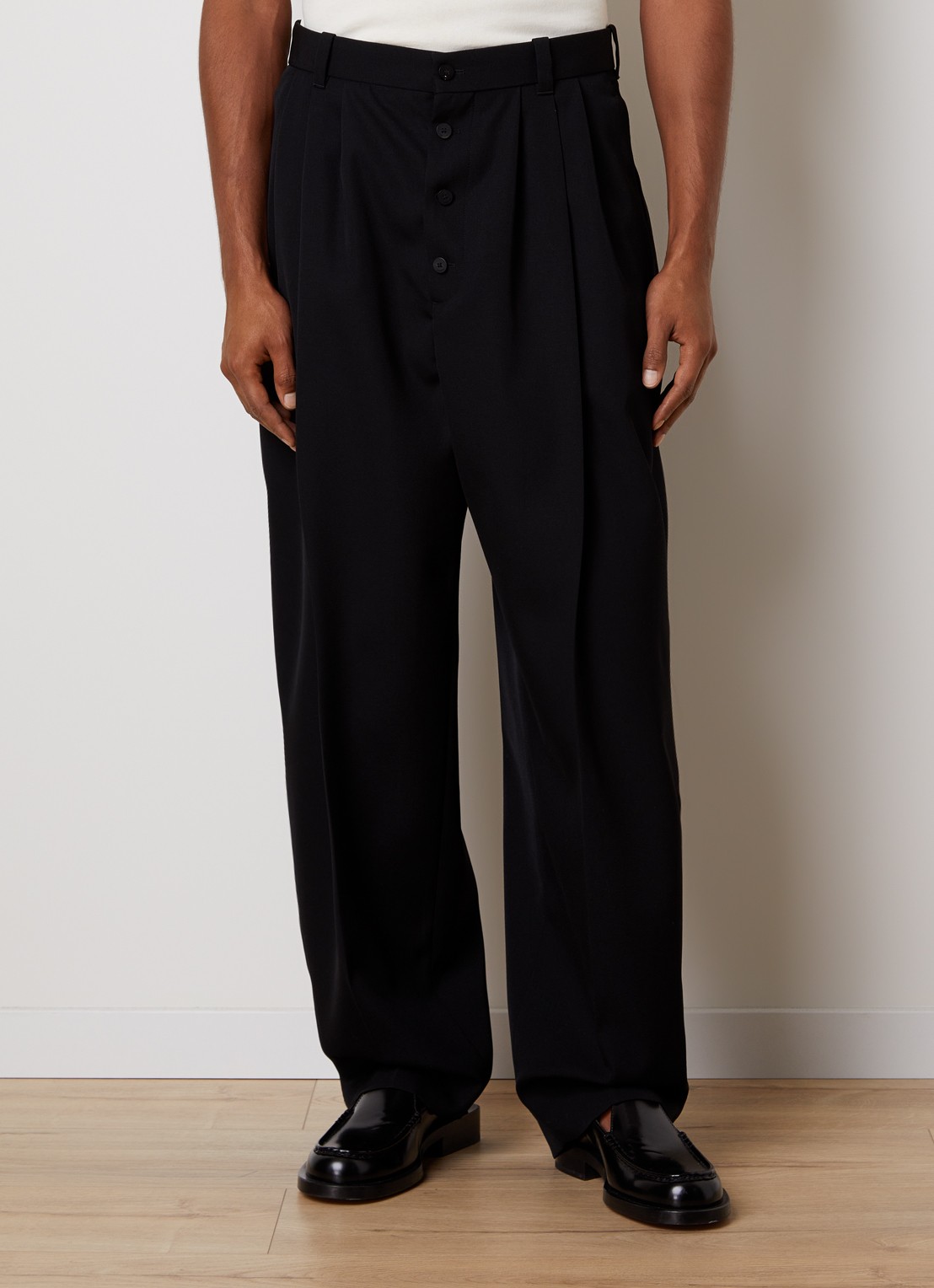 Jacquemus Fernando loose fit pantalon van wol met steekzakken - detail 4 zwart