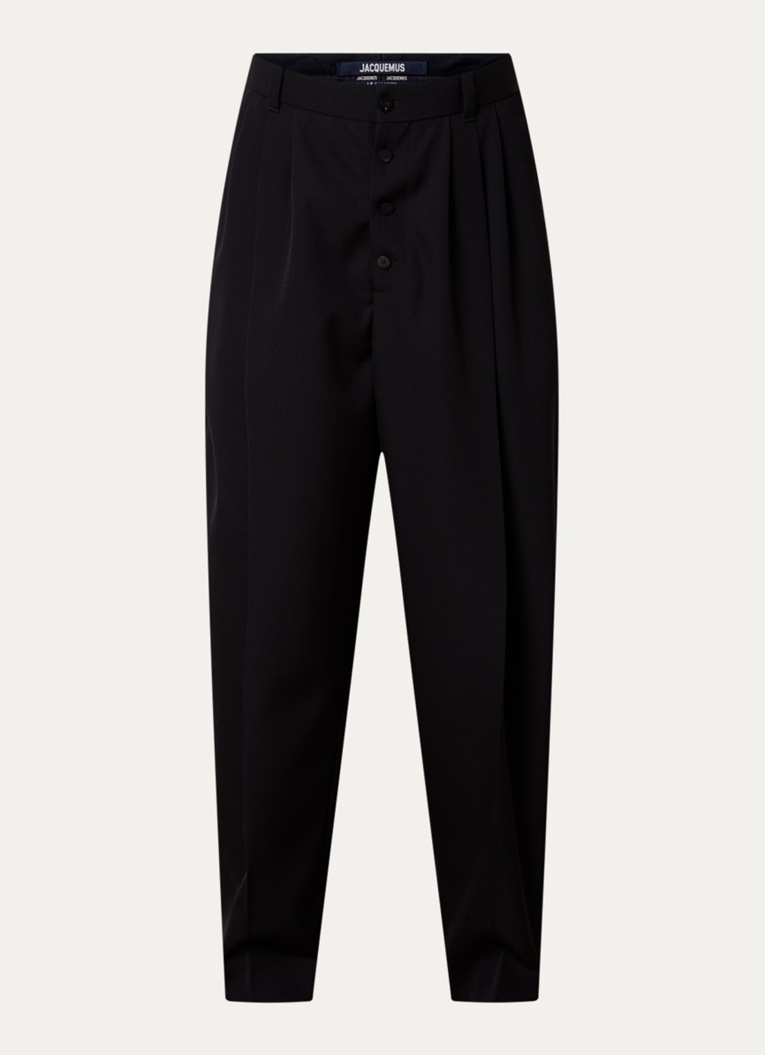 Jacquemus Fernando loose fit pantalon van wol met steekzakken - voorkant zwart