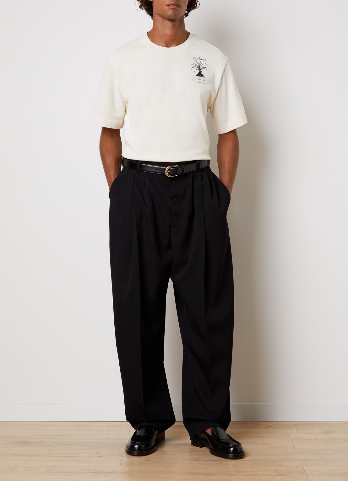 Jacquemus Fernando loose fit pantalon van wol met steekzakken - voorkant 2 zwart