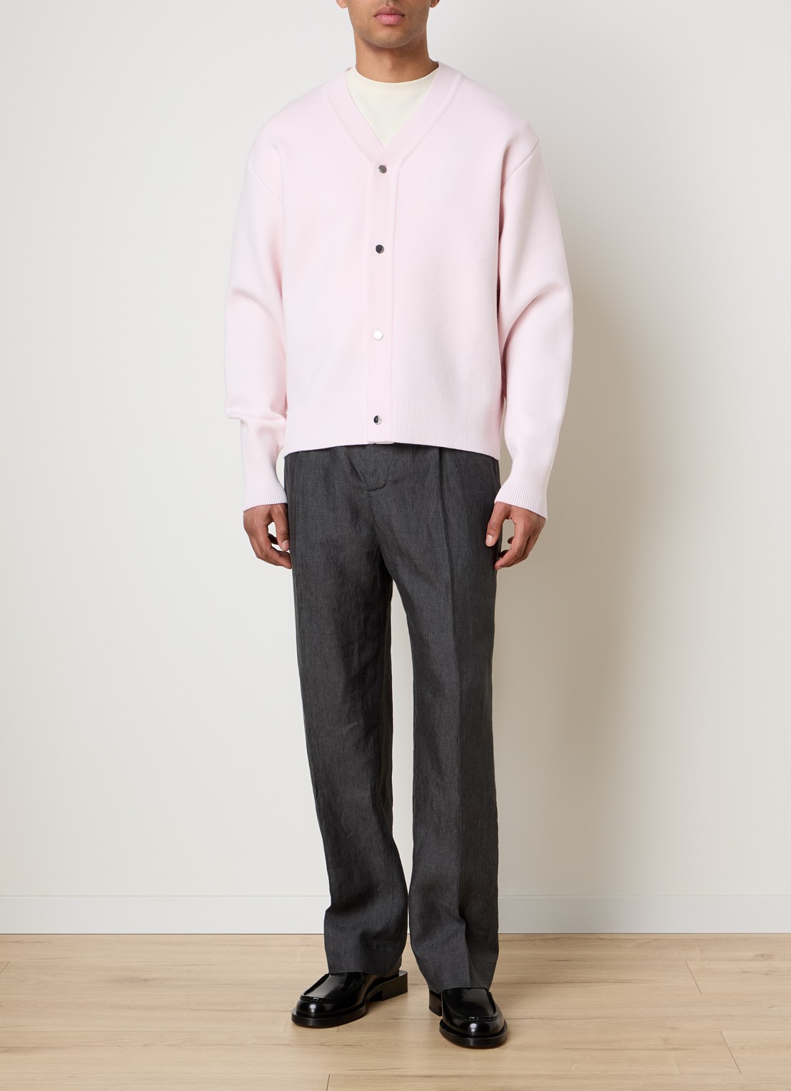 Jacquemus Fijngebreid vest in merino wolblend - voorkant 2 lichtroze