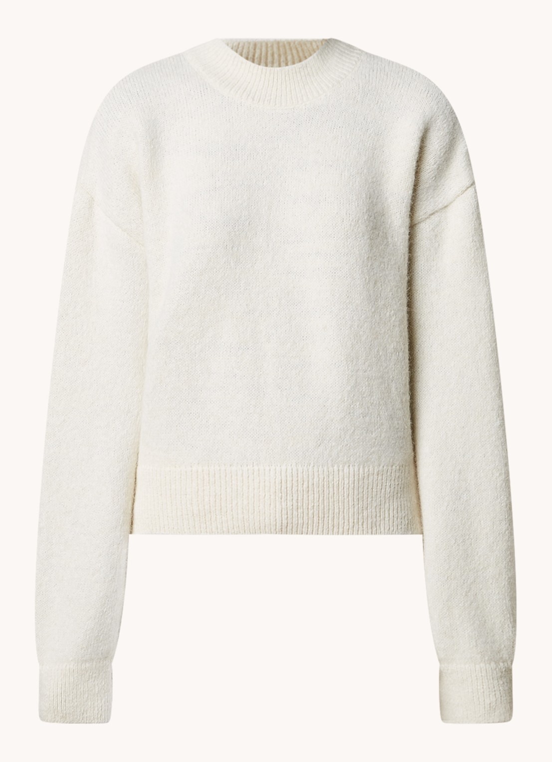 Jacquemus Fijngebreide trui in alpaca wolblend met backprint - voorkant 4 gebroken wit