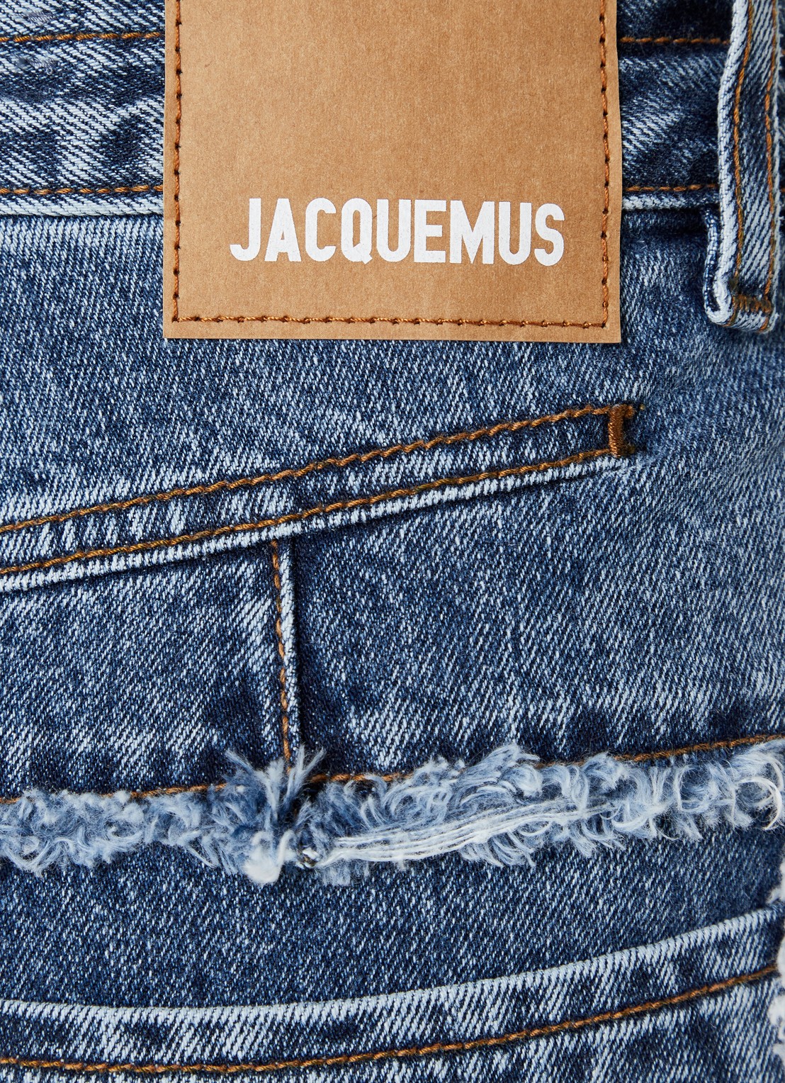 Jacquemus High waist flared fit cropped jeans met medium wassing - detail 6 indigo