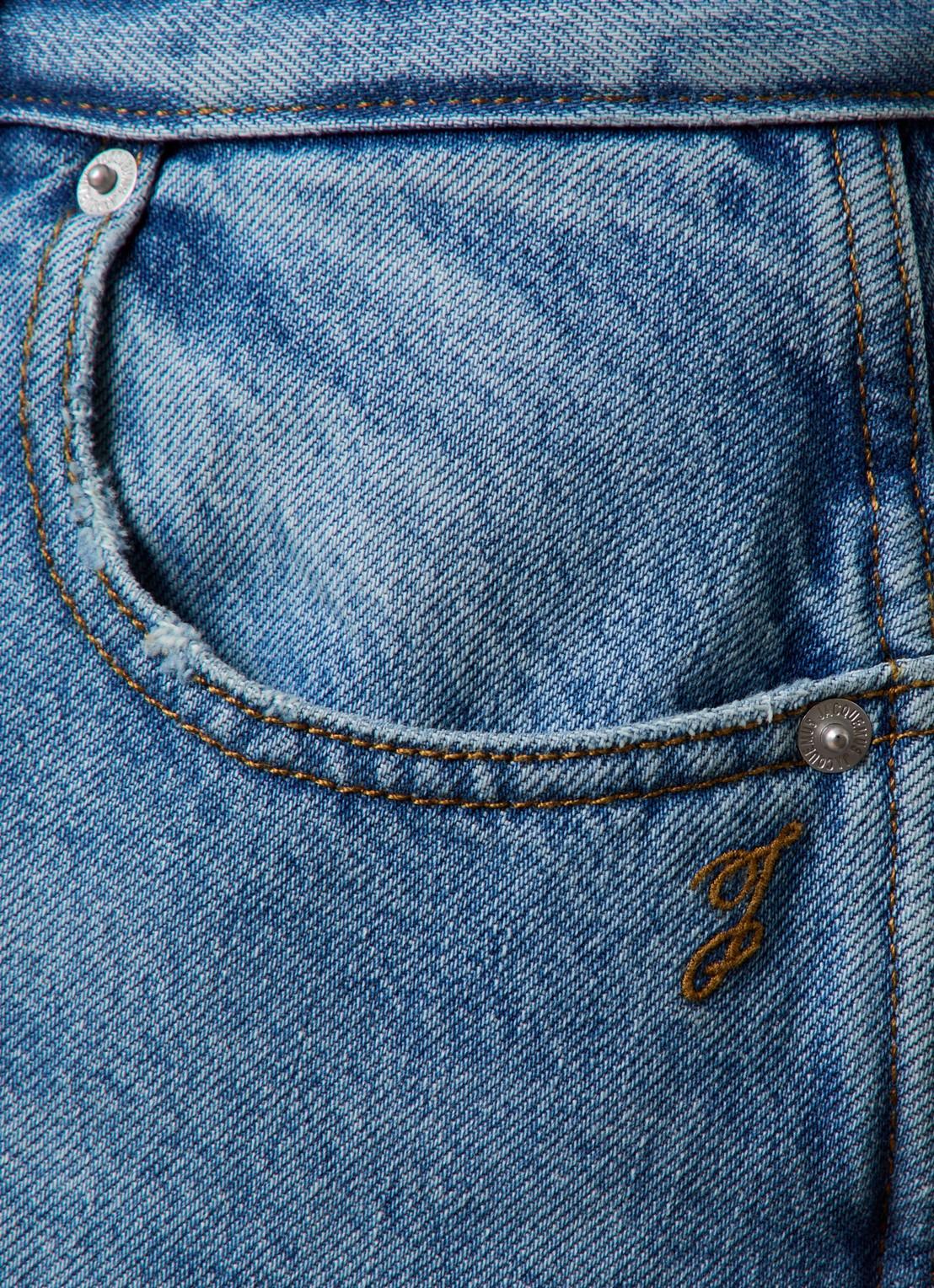 Jacquemus High waist wide fit jeans met medium wassing - detail 3 indigo