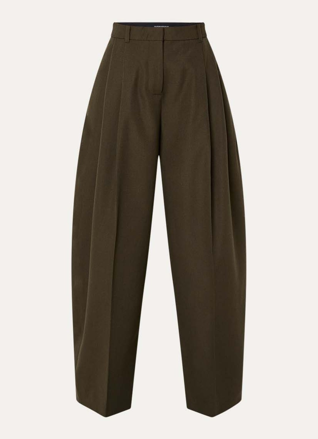 Jacquemus High waist wide fit pantalon van wol met steekzakken - voorkant 4 bronsgroen