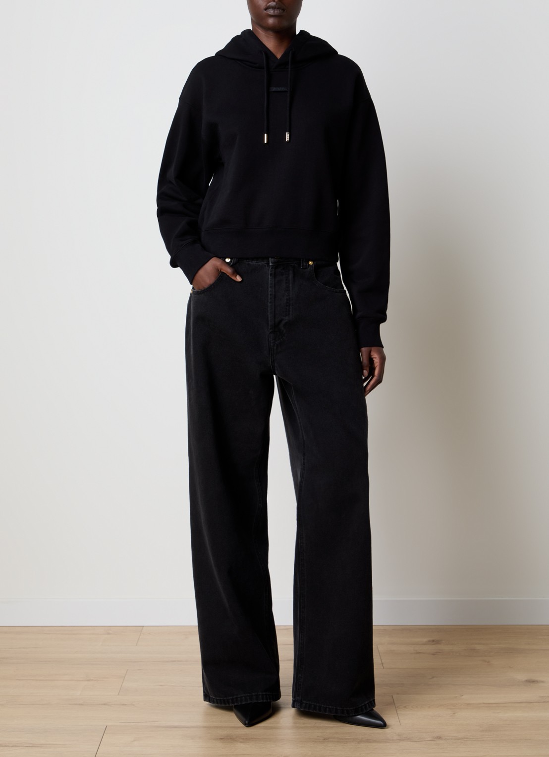 Jacquemus Hoodie met logo - voorkant 2 zwart