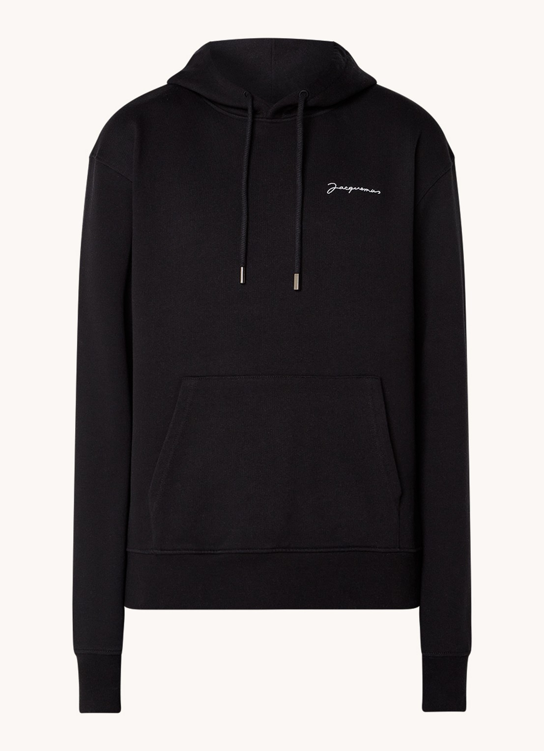 Jacquemus Hoodie van  katoen met logoborduring - voorkant zwart