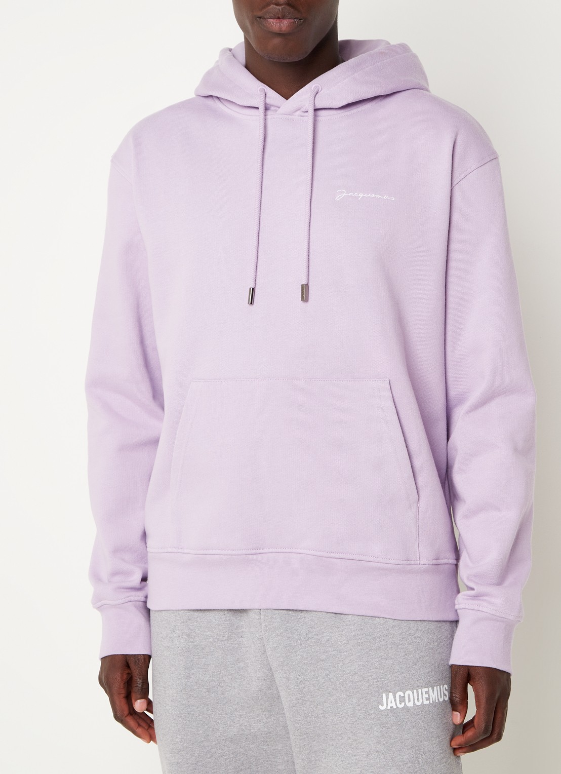 Jacquemus Hoodie van  katoen met logoborduring - detail lila