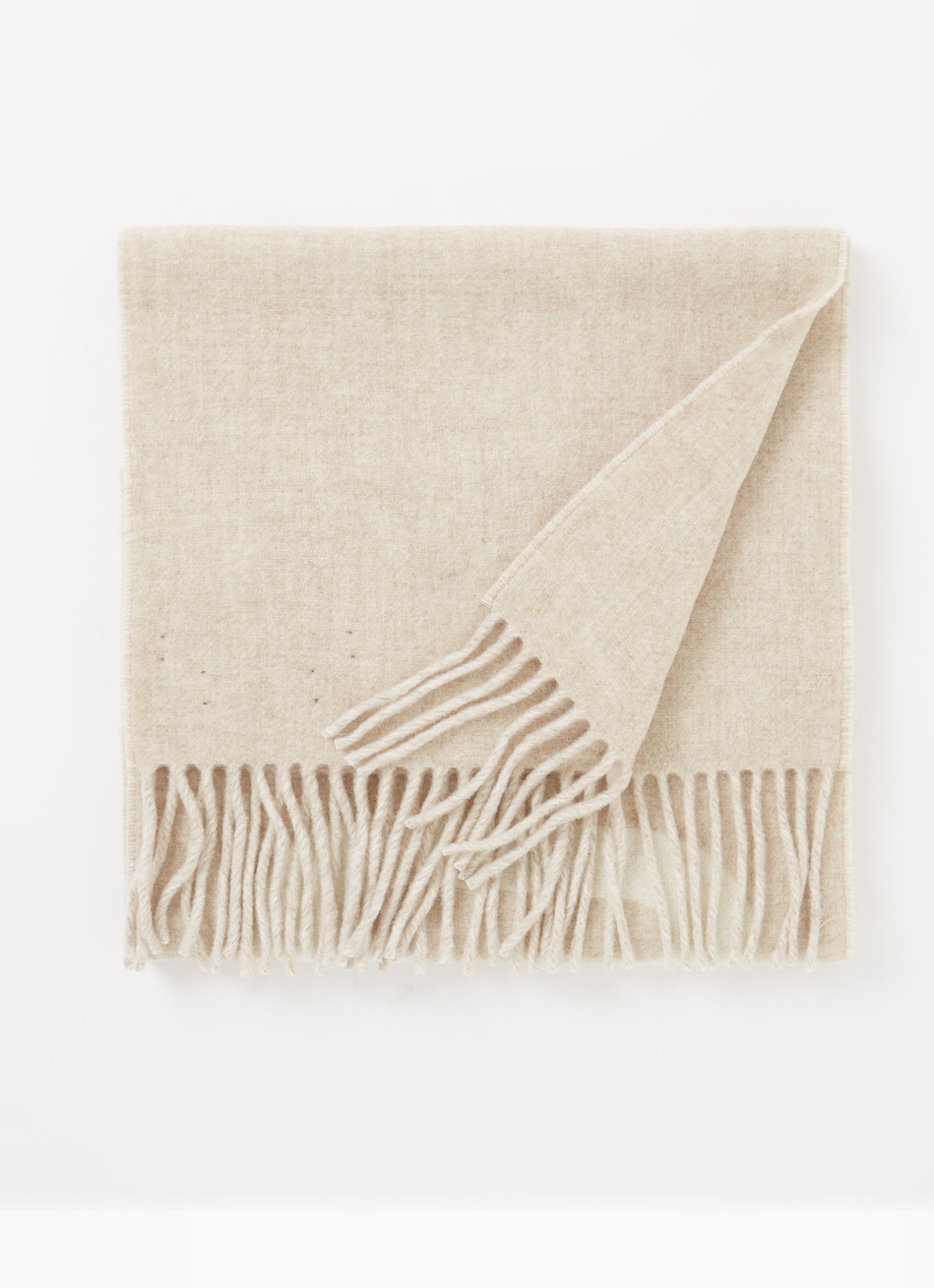 Jacquemus L'Echarpe sjaal van wol met logoprint 180 x 35 cm - voorkant beige