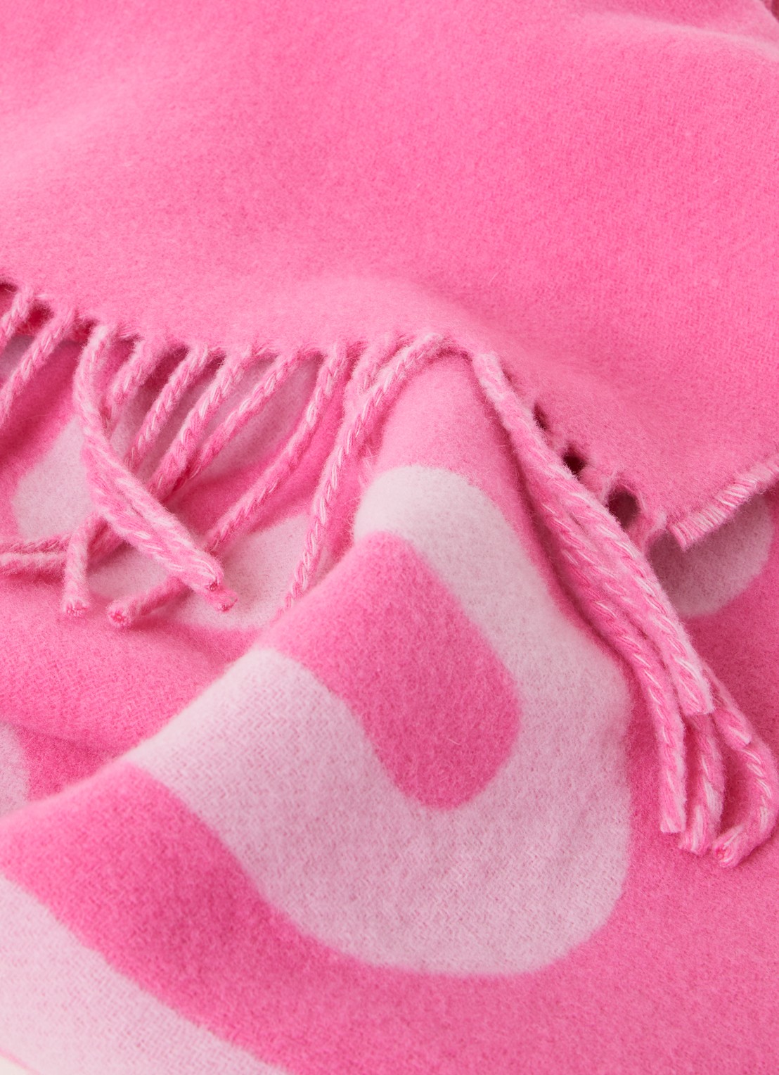 Jacquemus L'Echarpe sjaal van wol met logoprint 180 x 35 cm - detail roze