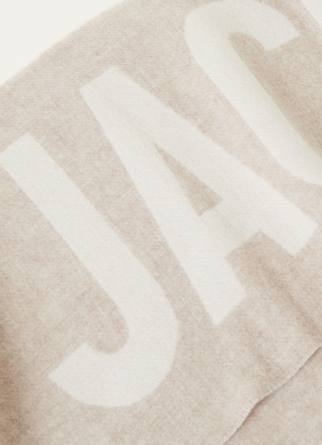 Jacquemus L'Echarpe sjaal van wol met logoprint 180 x 35 cm - detail beige