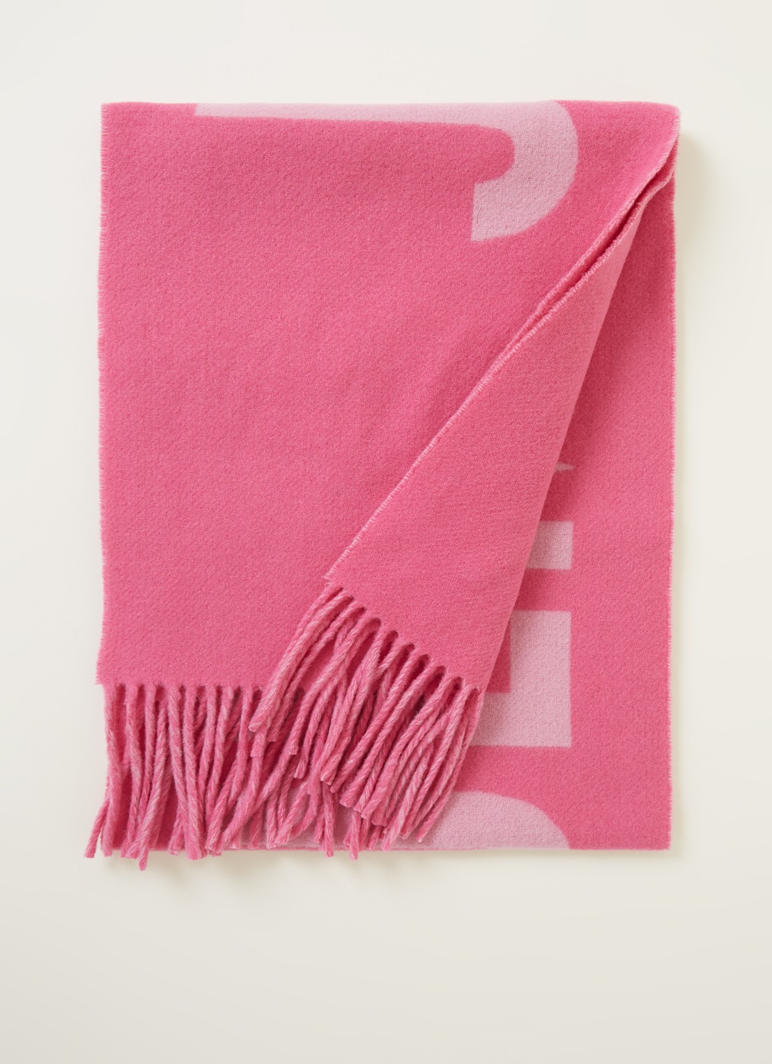 Jacquemus L'Echarpe sjaal van wol met logoprint 180 x 35 cm - voorkant 3 roze