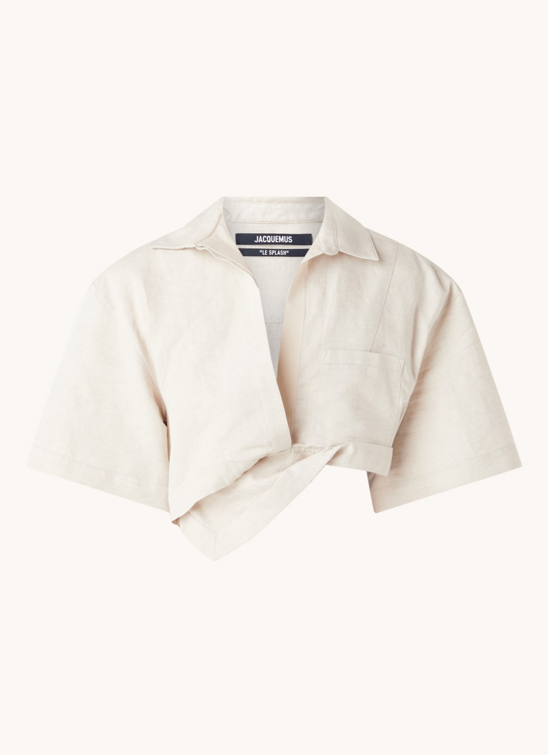Jacquemus La Chemise Capri crop top in linnenblend - voorkant 2 beige