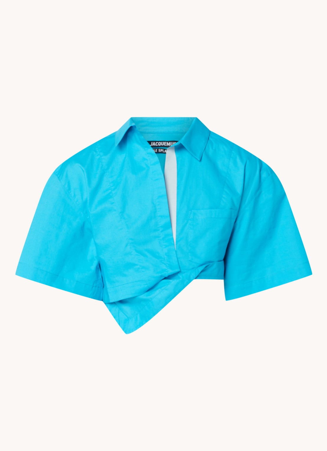 Jacquemus La Chemise Capri crop top in linnenblend - voorkant turquoise