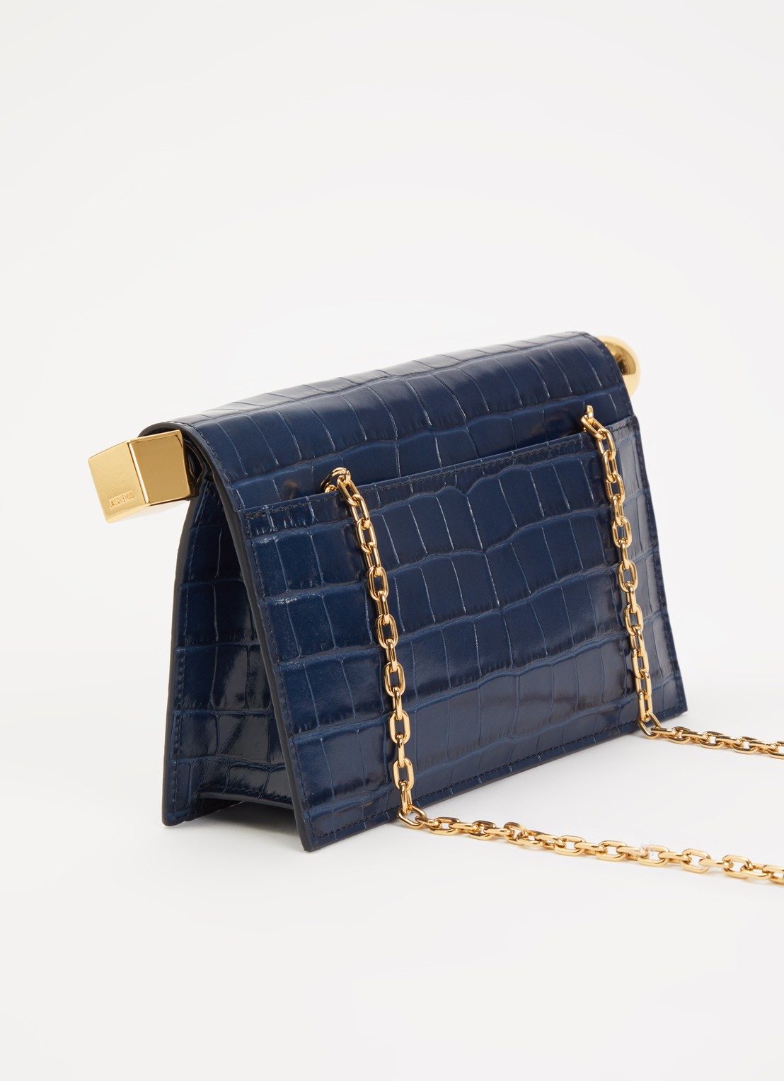 Jacquemus La Petite clutch van leer - achterkant 6 donkerblauw