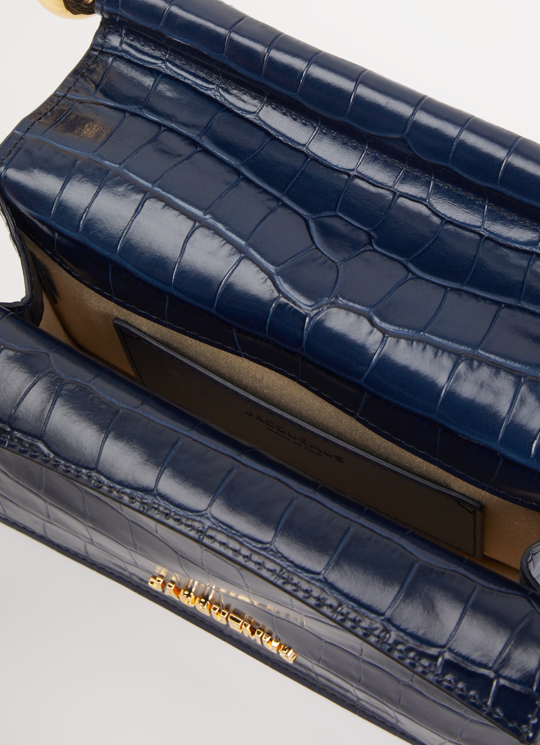 Jacquemus La Petite clutch van leer - detail donkerblauw