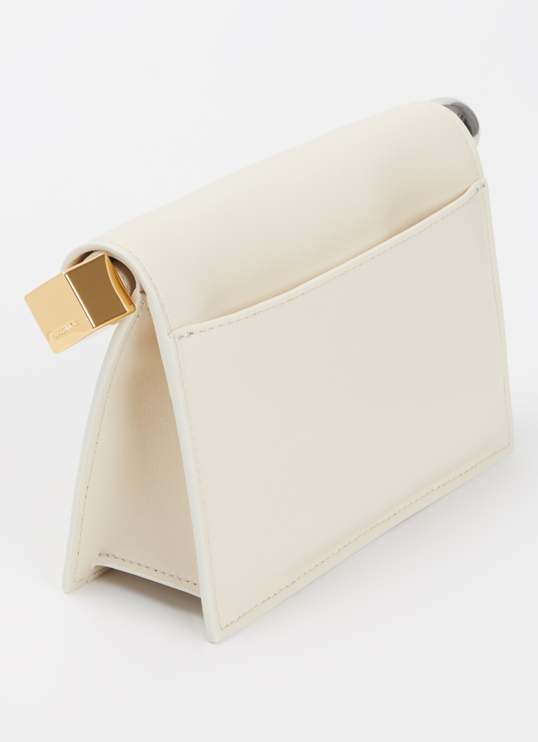 Jacquemus La Petite Rond Carré clutch van lamsleer - achterkant 5 ivoor
