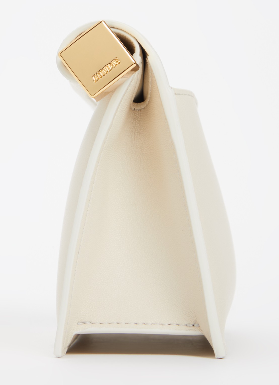 Jacquemus La Petite Rond Carré clutch van lamsleer - detail 2 ivoor