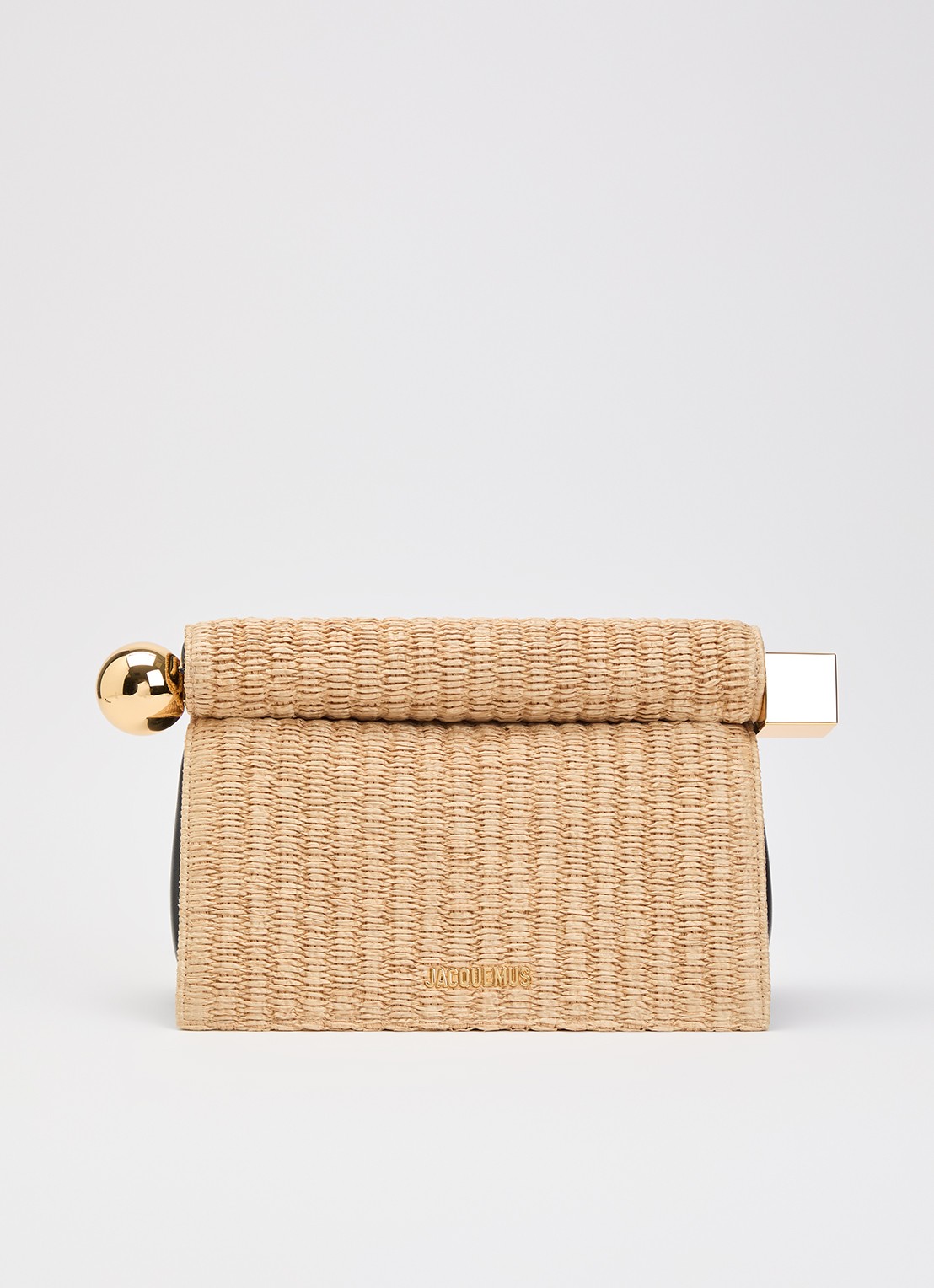 Jacquemus La Pochette Rond Carré clutch met details van lamsleer - voorkant 6 beige