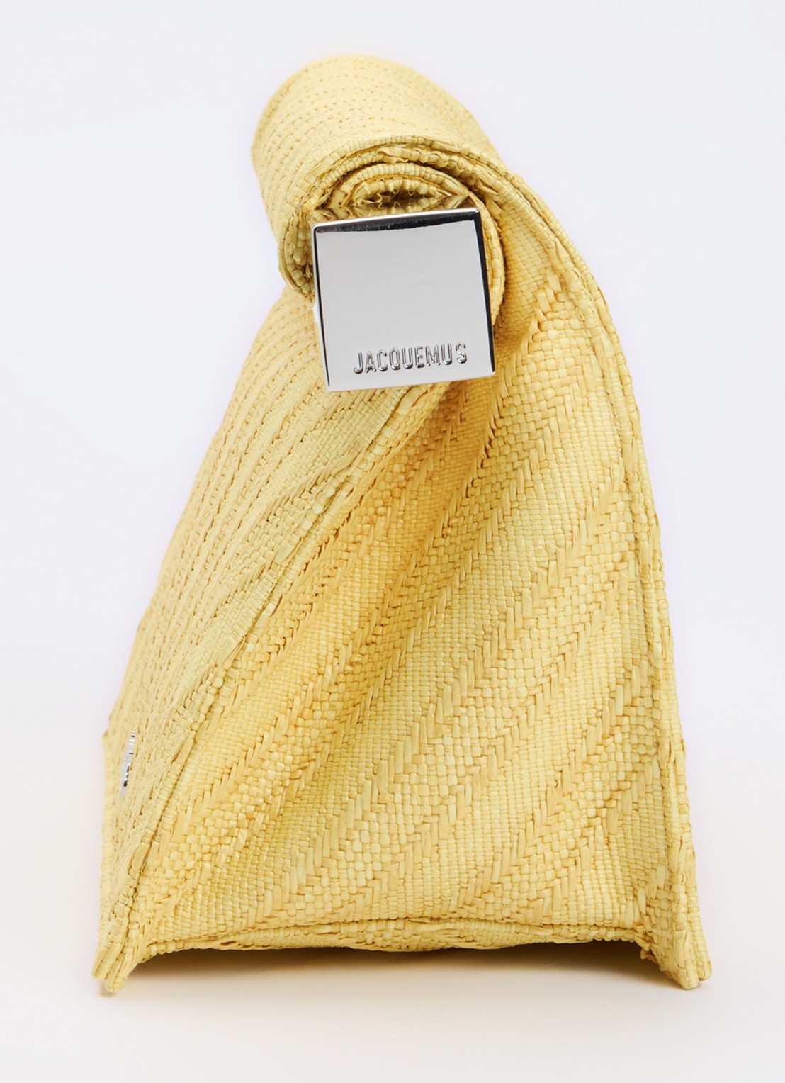 Jacquemus La Pochette Rond Carré clutch met leren details en logo - detail 3 lichtgeel