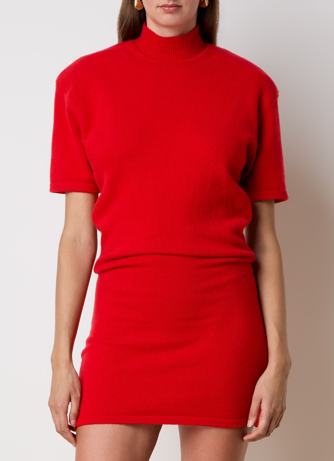 Jacquemus La Robe mini jurk in wolblend met schoudervulling - detail rood