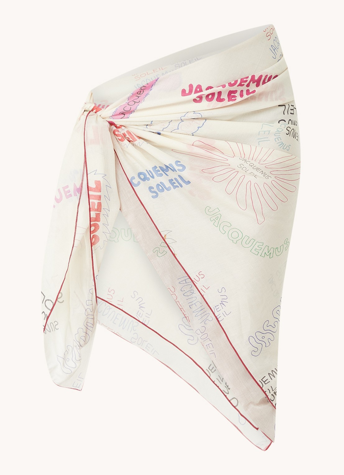 Jacquemus Lamba pareo in zijdeblend met print  - voorkant 4 donkerbeige