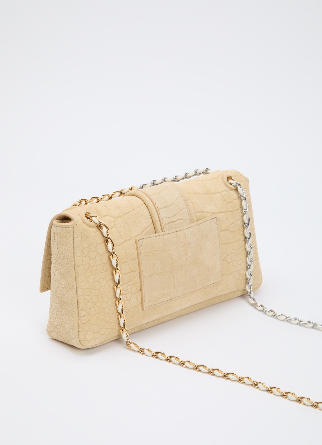 Jacquemus Le Bambino crossbodytas van kalfssuède met crocostructuur - achterkant 7 beige