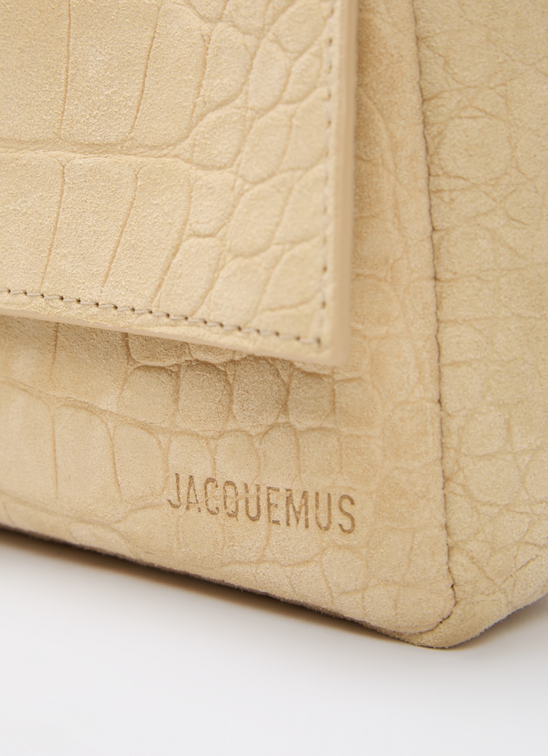 Jacquemus Le Bambino crossbodytas van kalfssuède met crocostructuur - detail 5 beige