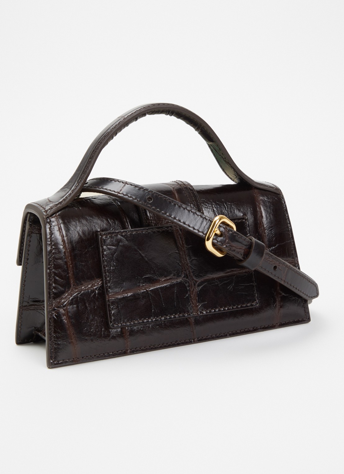 Jacquemus Le Bambino handtas van leer met crocostructuur - achterkant donkerbruin