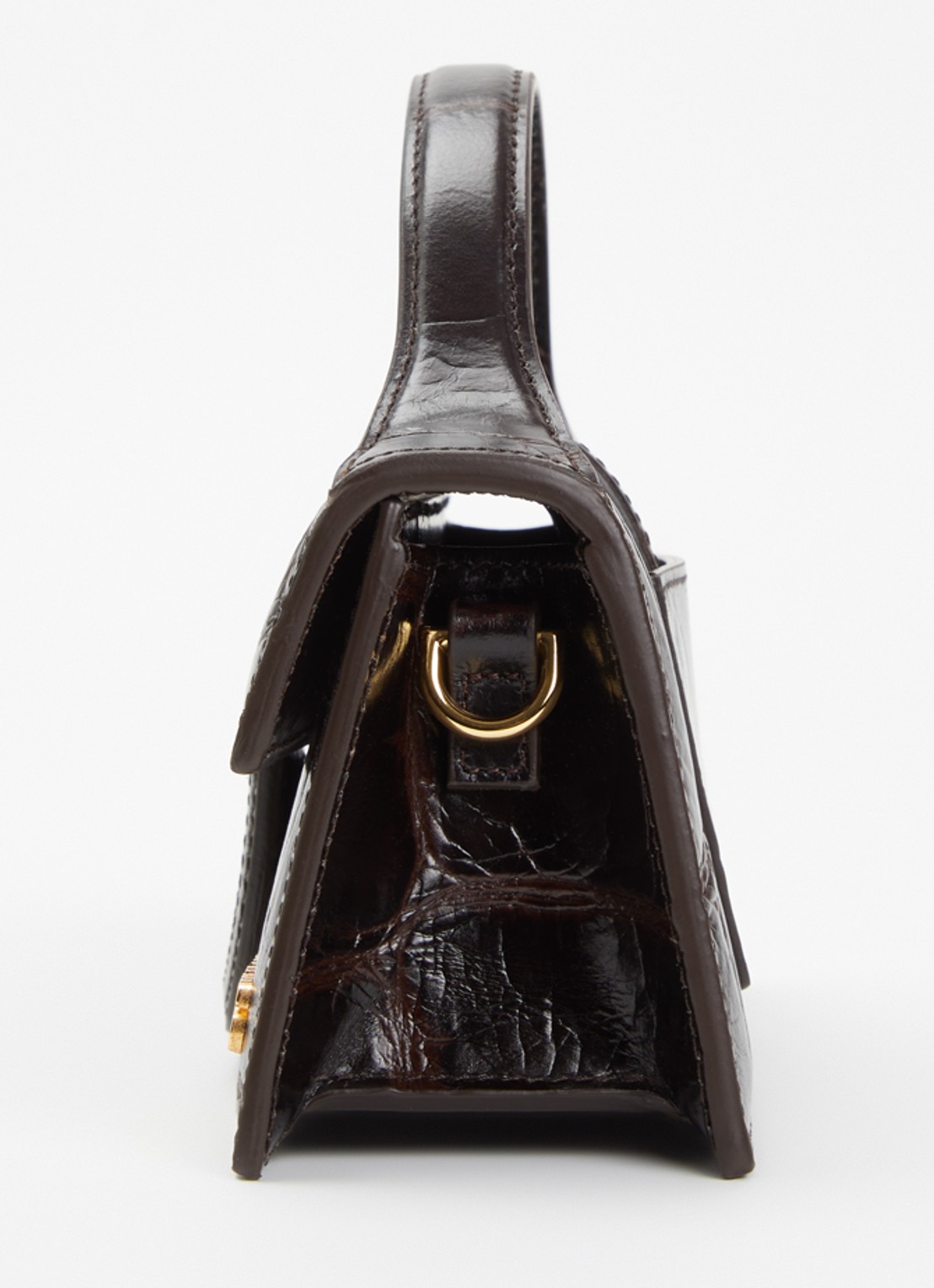 Jacquemus Le Bambino handtas van leer met crocostructuur - detail 4 donkerbruin