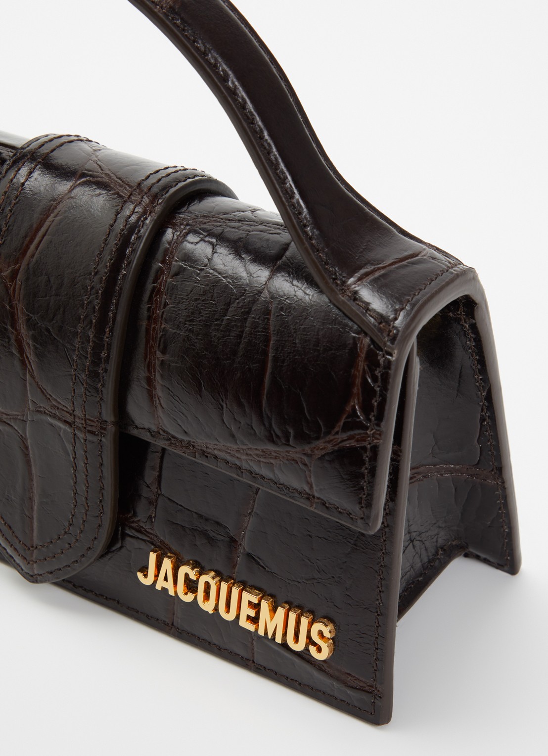 Jacquemus Le Bambino handtas van leer met crocostructuur - detail 5 donkerbruin