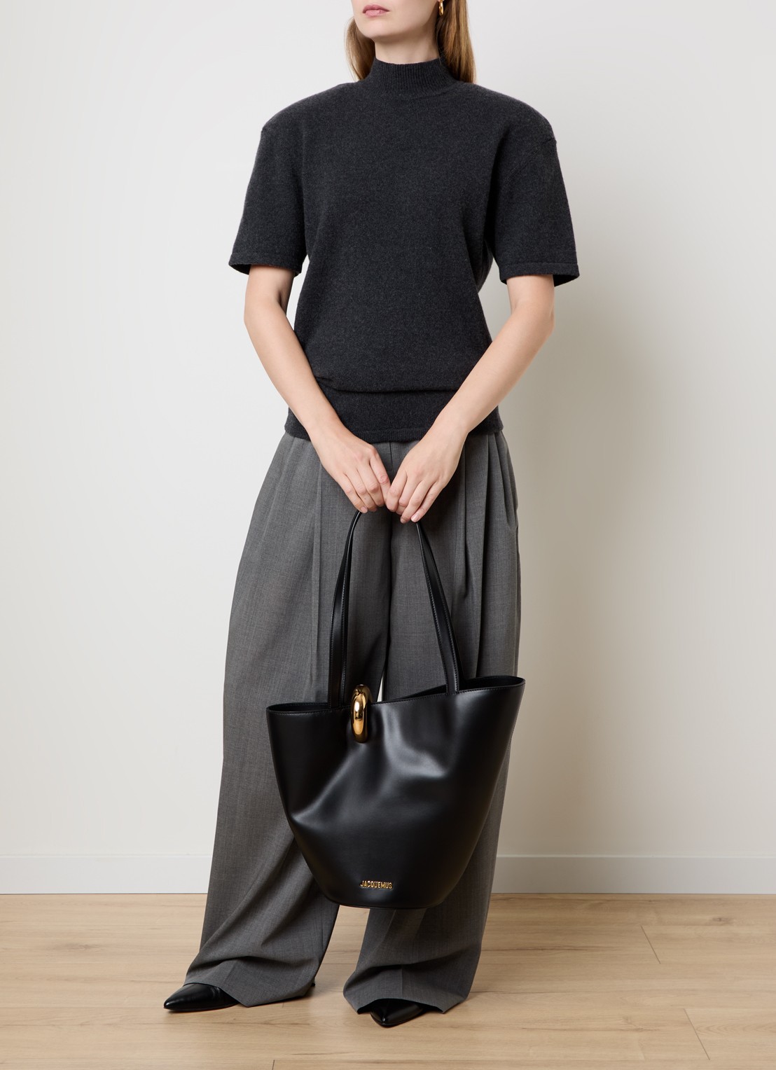 Jacquemus Le Bambola Moyen schoudertas van leer - voorkant 7 zwart