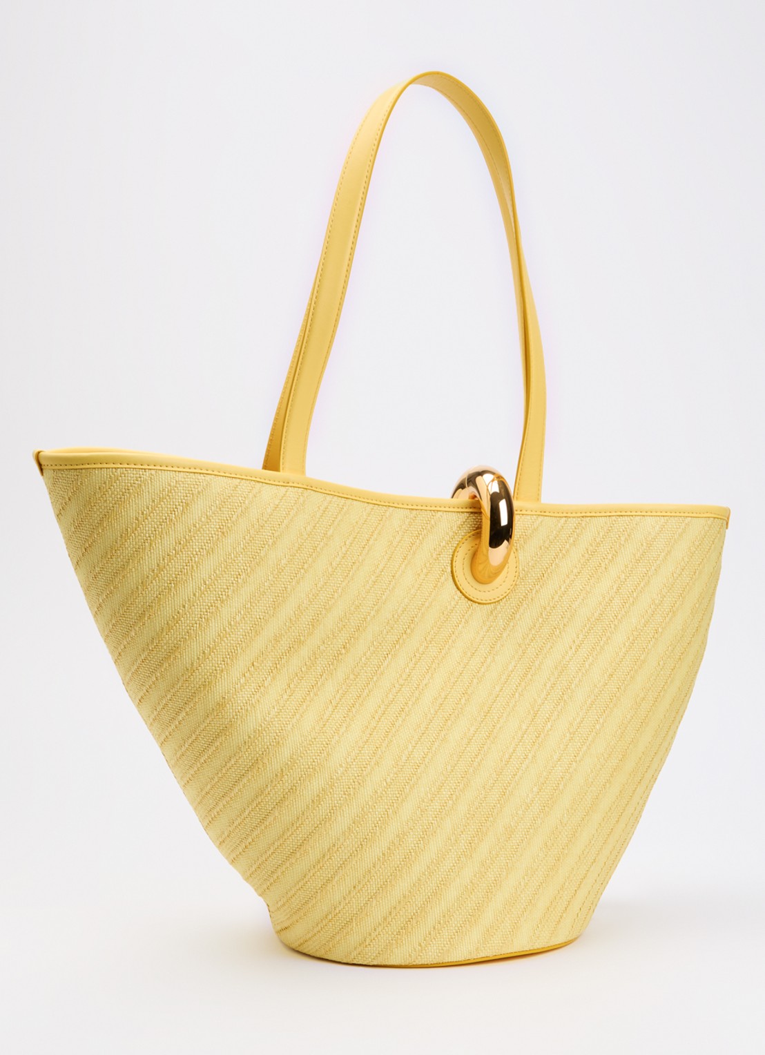 Jacquemus Le Bambola schoudertas met leren details en logo - achterkant geel