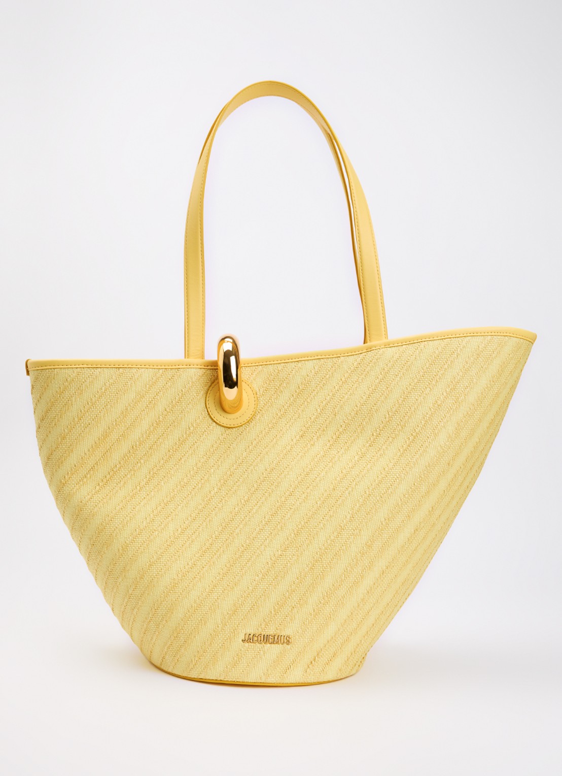 Jacquemus Le Bambola schoudertas met leren details en logo - voorkant 6 geel