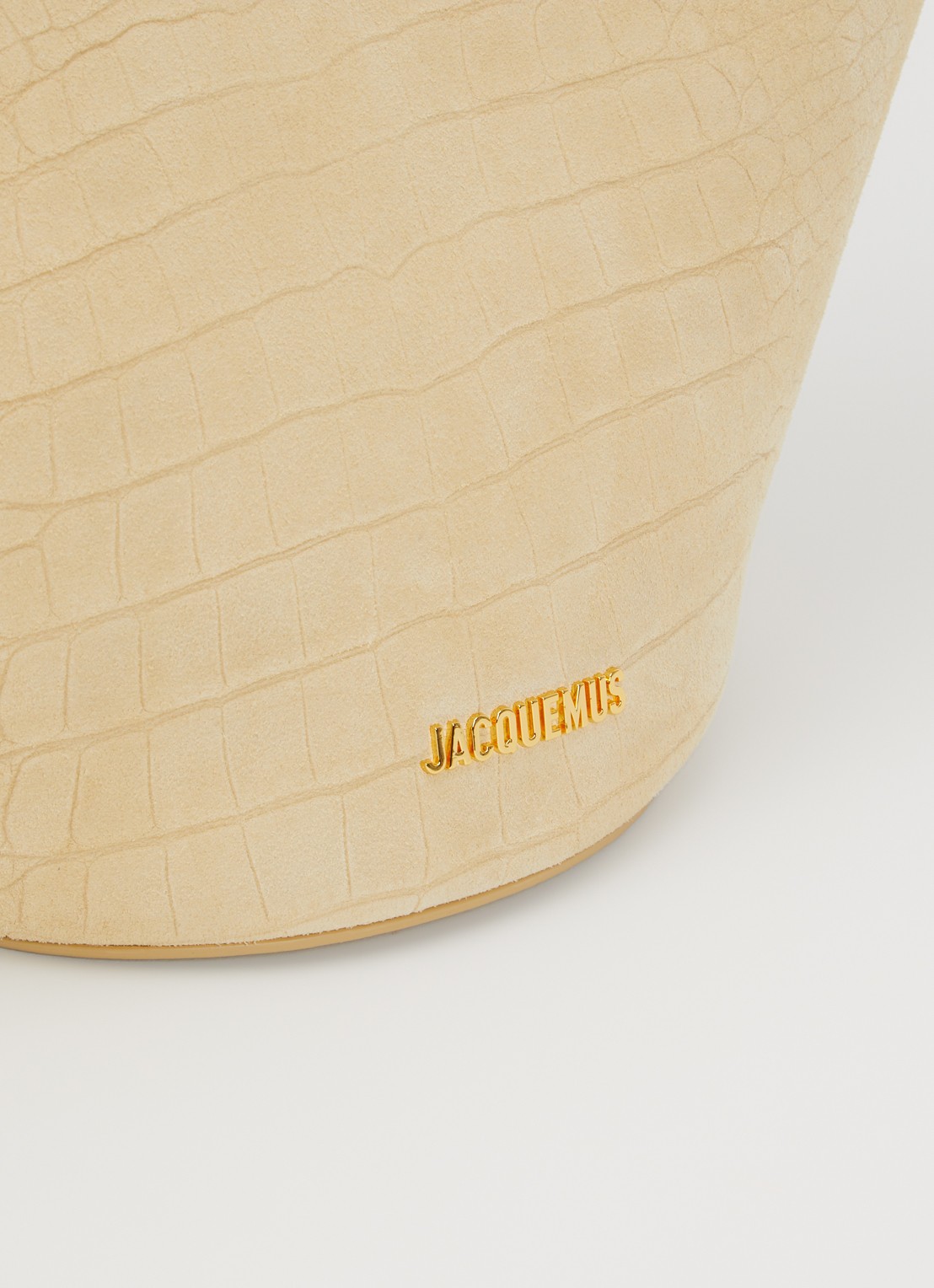 Jacquemus Le Bambola schoudertas van kalfssuède met crocostructuur - detail 3 beige