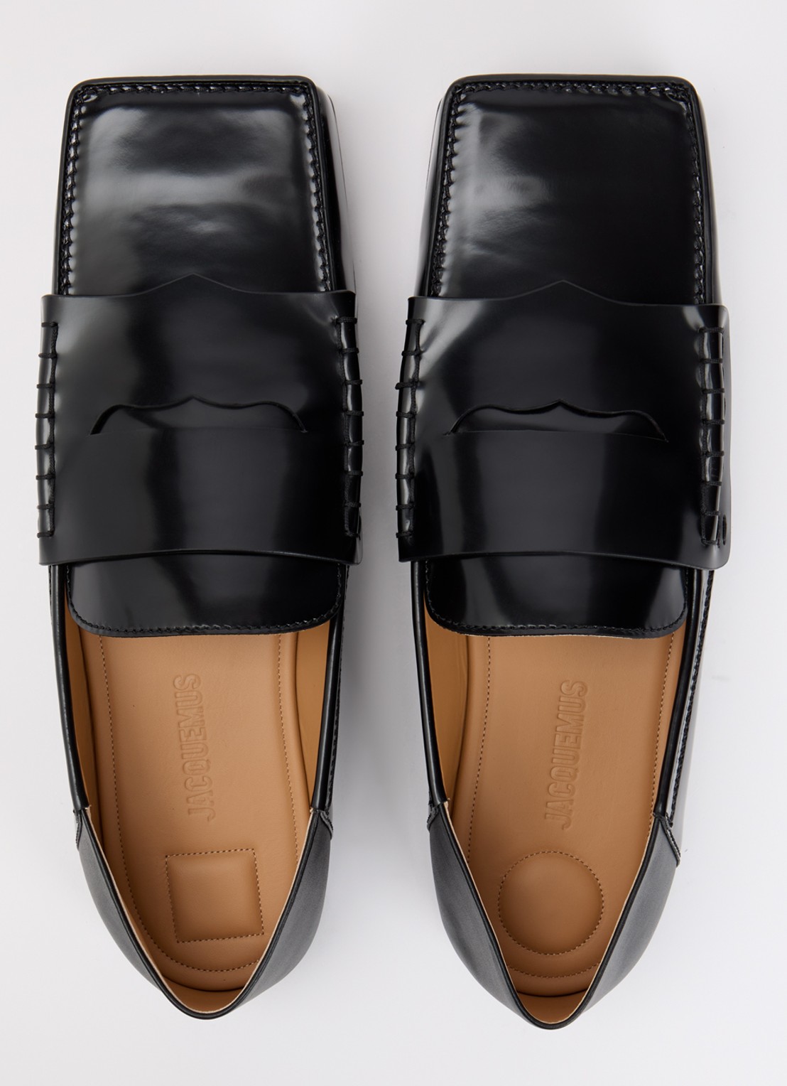 Jacquemus Le Carré loafer van lakleer met detail van leer - detail 5 zwart