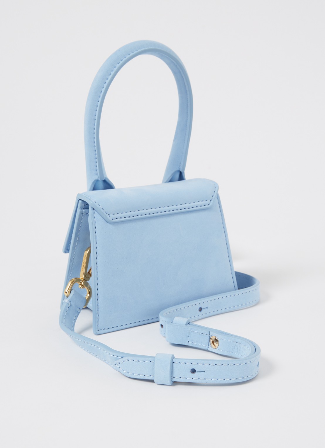 Jacquemus Le Chiquito handtas van nubuck - achterkant lichtblauw